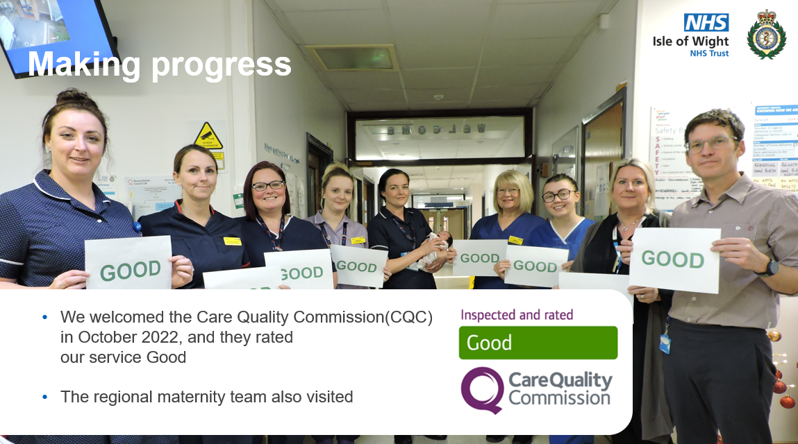 Colleagues celebrating a Good rating from the Care Quality Commission